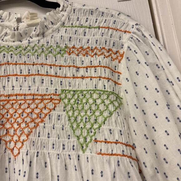 Ivy Jane Embroidered Boho Festival Top 1/2 Sleeve Medium. Colorful Cotton - Picture 4 of 8